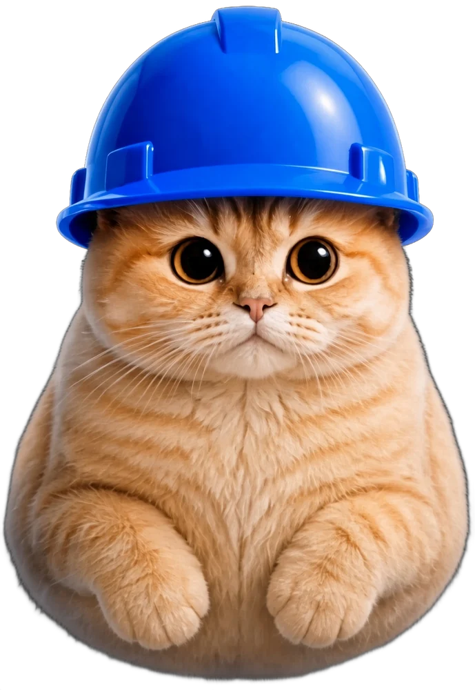 BaseCat in his blue hard hat